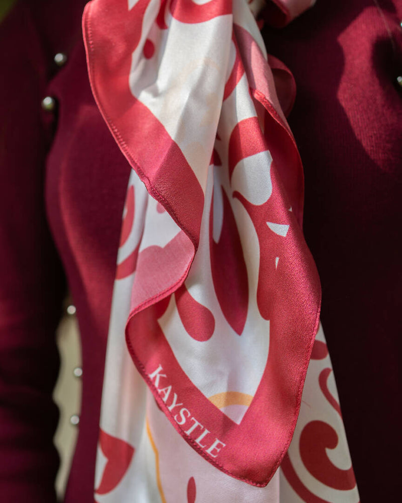 Berry Red Flora Motif Scarf
