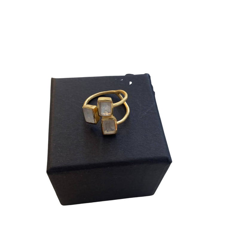 V&A Museum Modern Gold Plated Moon Stone Ring