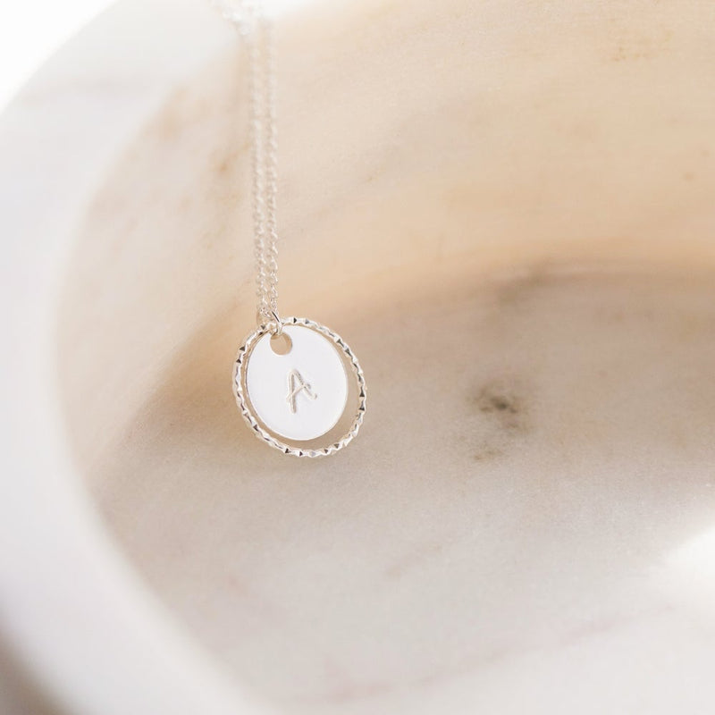 Personalised Initial Coin Necklace Sterling Silver