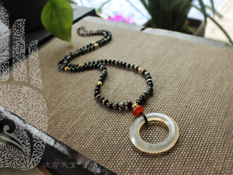 Exquisite Antique108 seeds necklace with agate ring pendant from Tibet Tianzhu