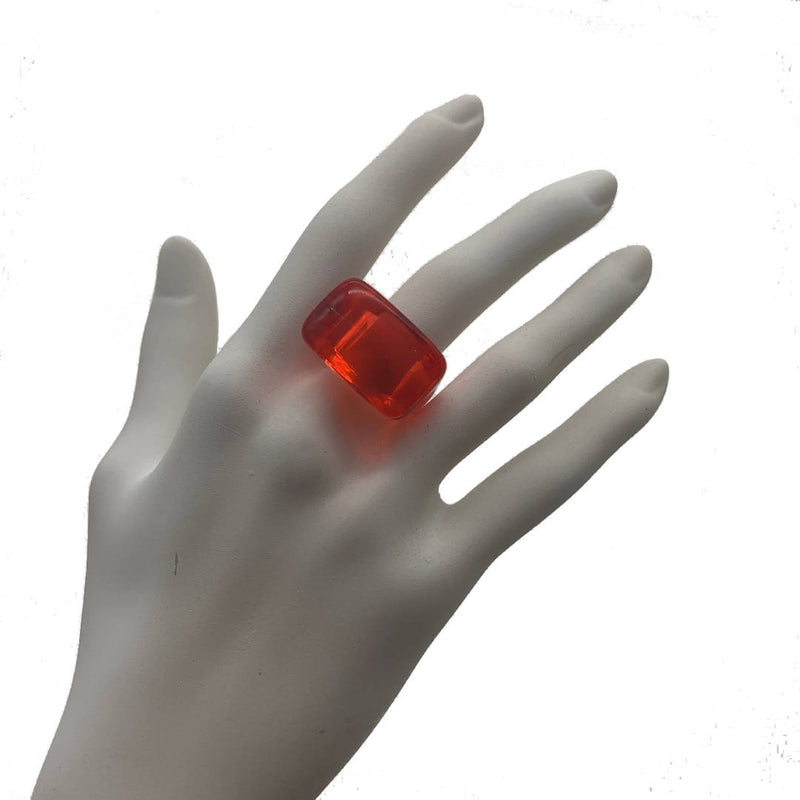 Vintage statement chunky transparent red color ring