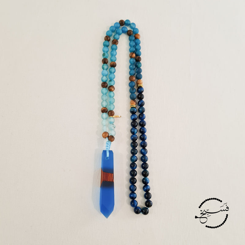 Blue Agate, Tiger Eye & Wood Tasbih