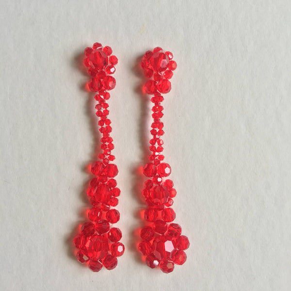 Beautiful handcrafted Swarovski crystal red long earrings