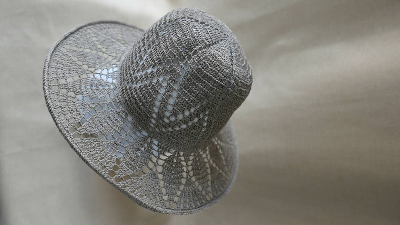Cottagecore dark grey hat, summer floppy hat for women, wide brim hat, graphite linen tulip hat, handmade sun bonnet hat, crochet garden hat