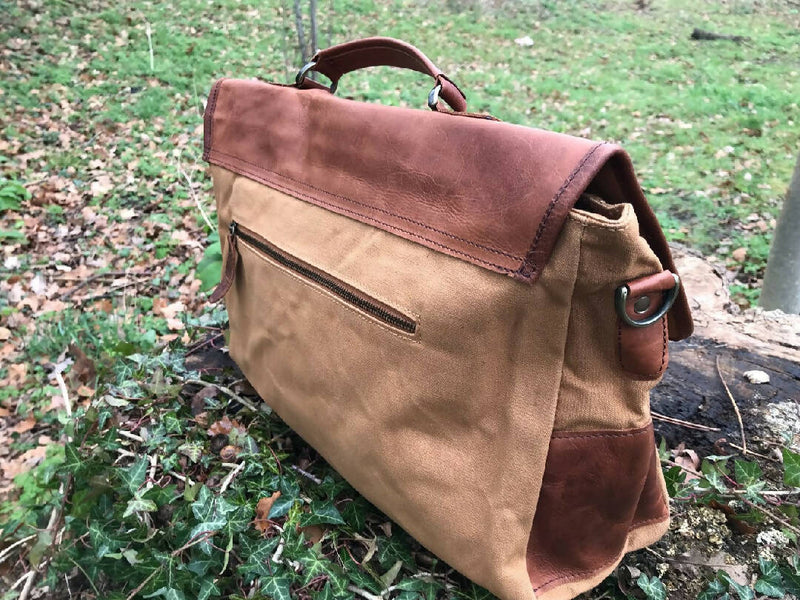 Barholm Leather and Canvas Messenger Bag