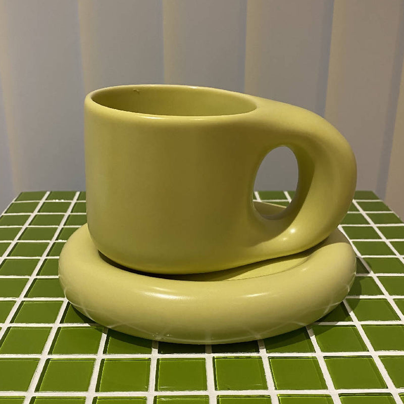 Melon Green Ceramic Chubby Mug Set