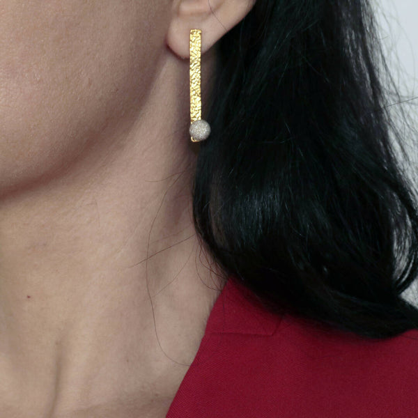 Stick earrings with removable drop chain - Limited edition