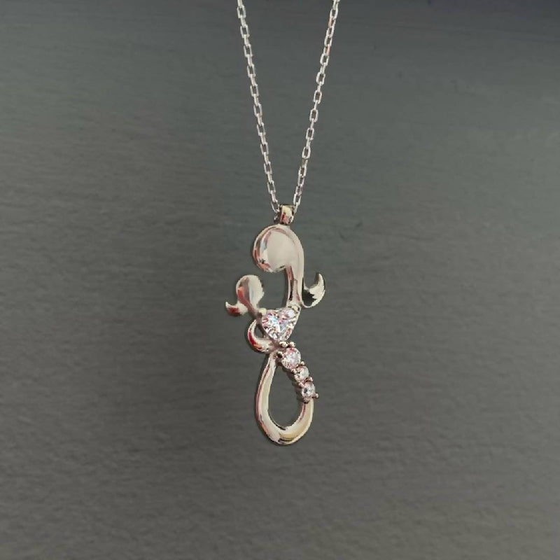 Mother Daughter Necklace White Silver Clear Stones by Essyn London