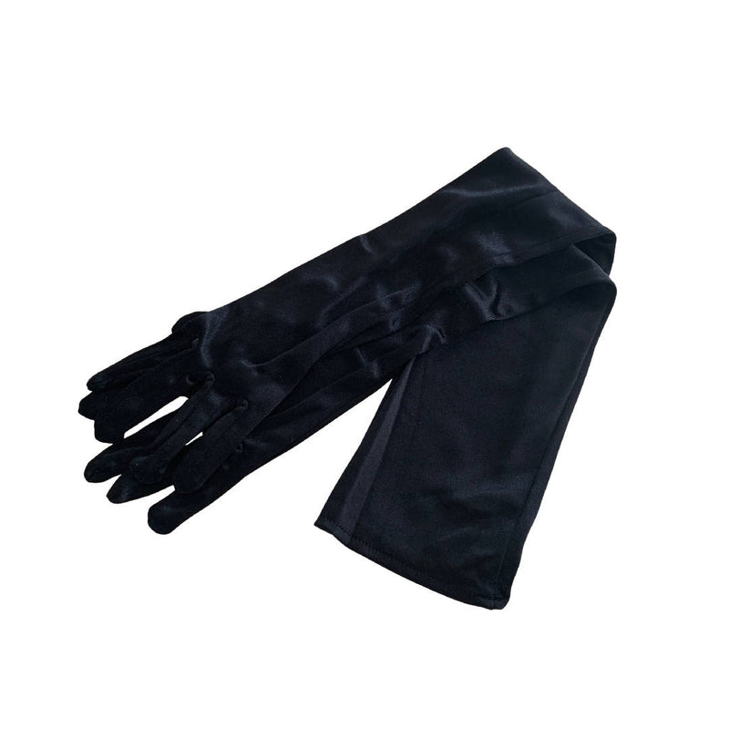 New vintage style elegant ladies black satin opera long gloves