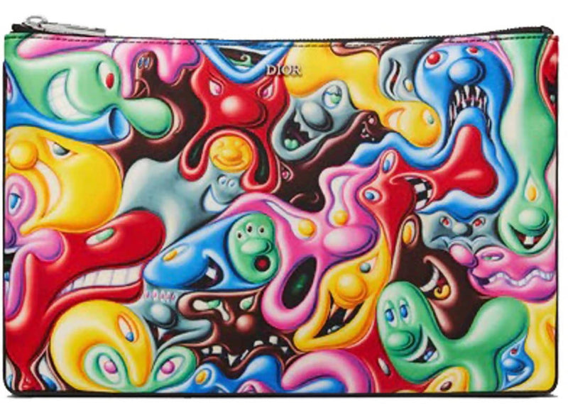 Dior x Kenny Scharf Pouch Multicolor in Nylon with Ruthenium-finish Brass