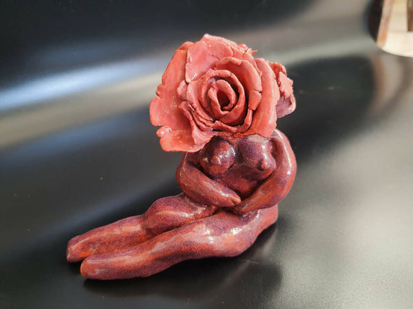 Hand Made Ceramic Rose Head Sculpure
