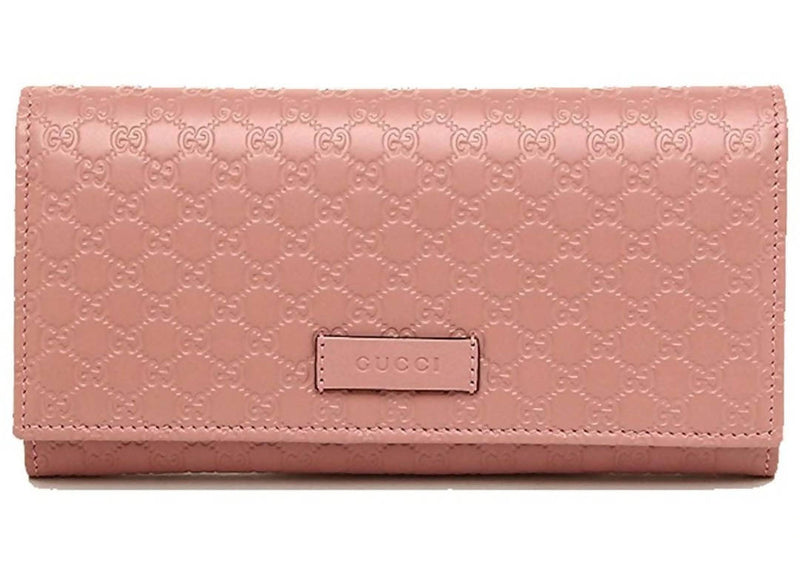 Gucci Continential Bifold Wallet Microguccissima Soft Pink in Leather with Gold-tone
