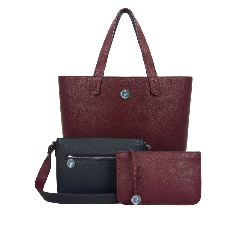 The Morphbag by GSK Signature Handbag Set in Burgundy Red and Navy