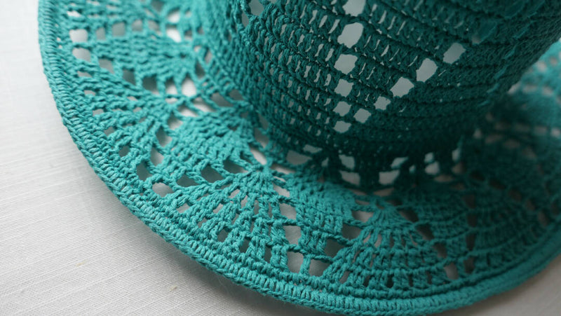 Linen teal green crochet garden hat, bonnet cottagecore hat, summer bucket hat, granny square beanie, crochet headwear, sun protect beanie