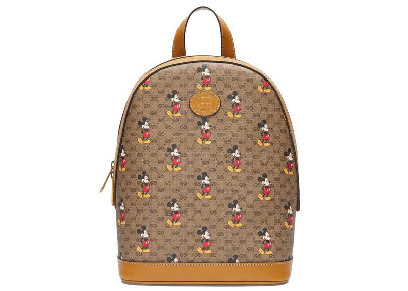 Gucci x Disney Backpack Rucksack Mini GG Supreme Mickey Mouse Small Beige in Coated Canvas/Leather with Antique Gold-tone