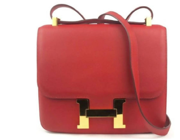 Hermes Constance Leather Gold-tone 24 Red Rouge