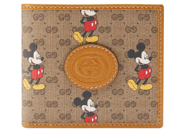 Gucci x Disney Wallet Mini GG Supreme Mickey Mouse Beige in Coated Canvas/Leather