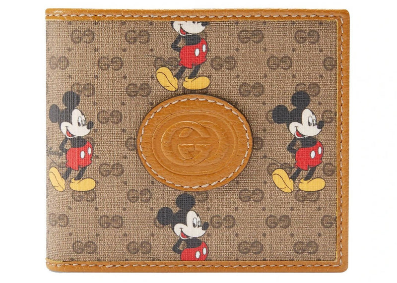 Gucci x Disney Wallet Mini GG Supreme Mickey Mouse Beige in Coated Canvas/Leather