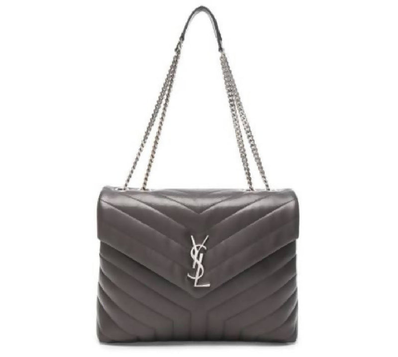 Saint Laurent Loulou Matelasse Y Medium Earth Grey