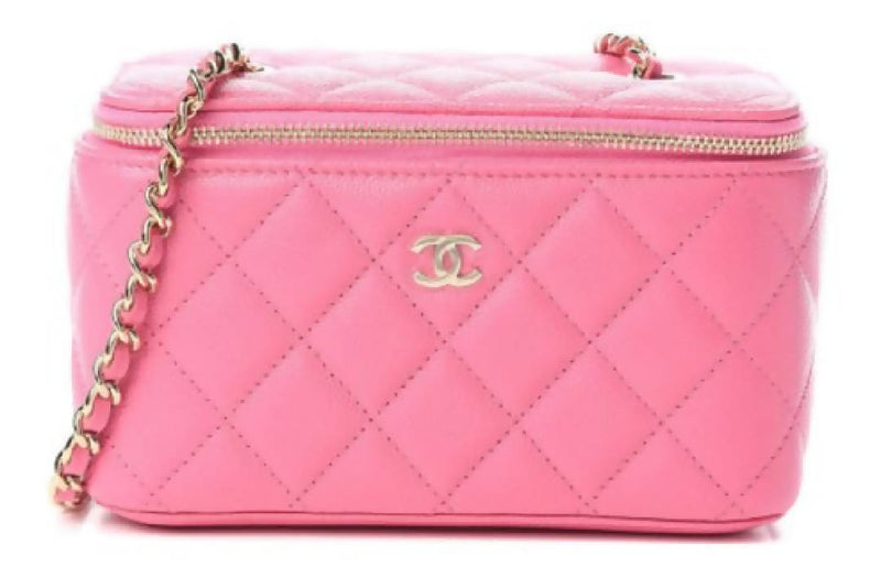 Chanel Vanity Crossbody Caviar Small Pink in Caviar with Gold-tone