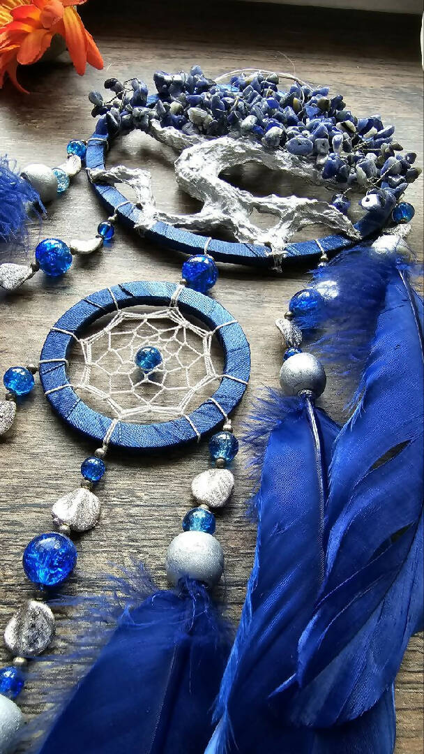 Lapis lazuli dreamcatcher Tree of life, dream catcher crystals Tree of life dreamcatcher, Christmas gift idea for mom, gifts for partner