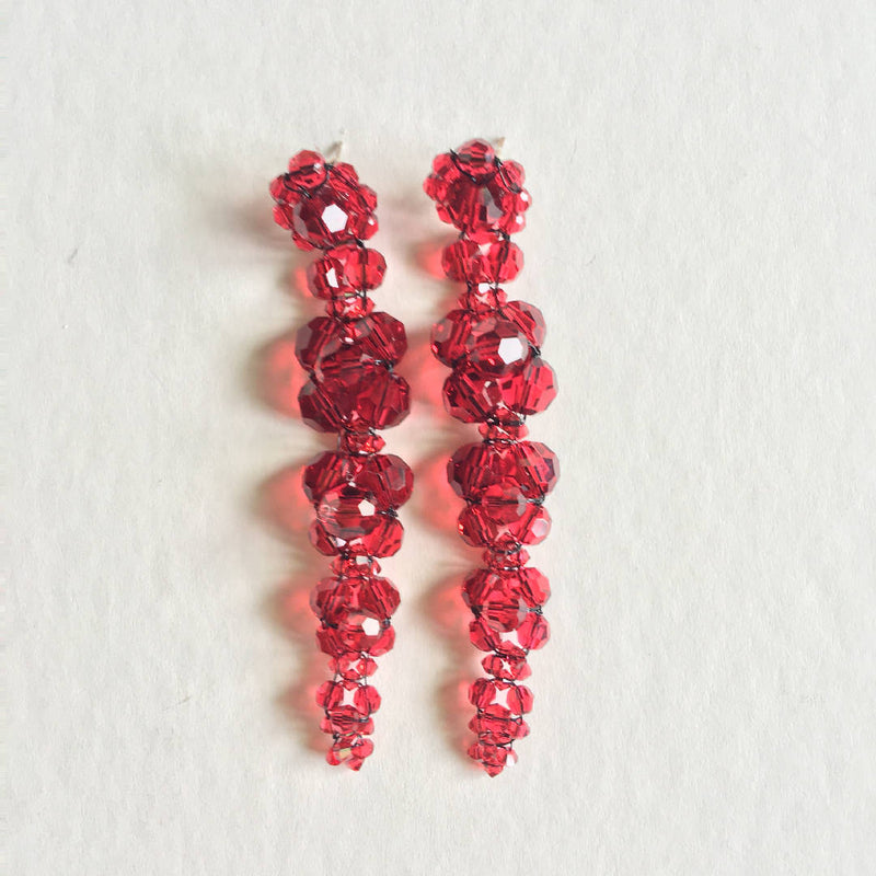 Fascinating Handcrafted Red Crystal Earrings