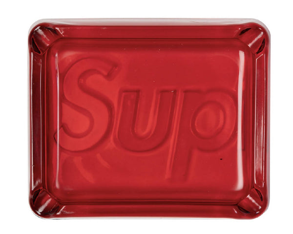 Supreme Debossed Glass Ashtray Red