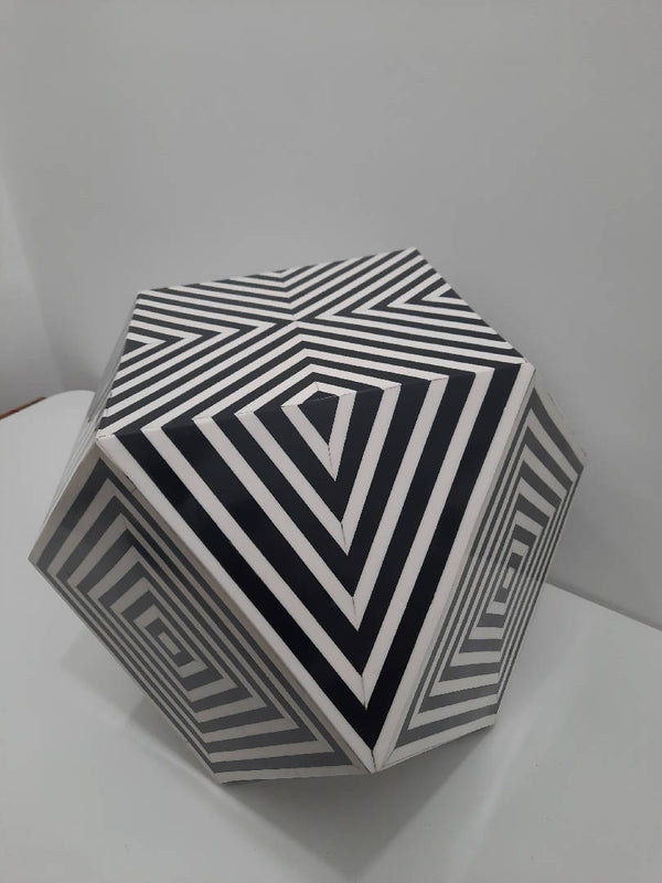 Geometric Bone Inlay Side Table