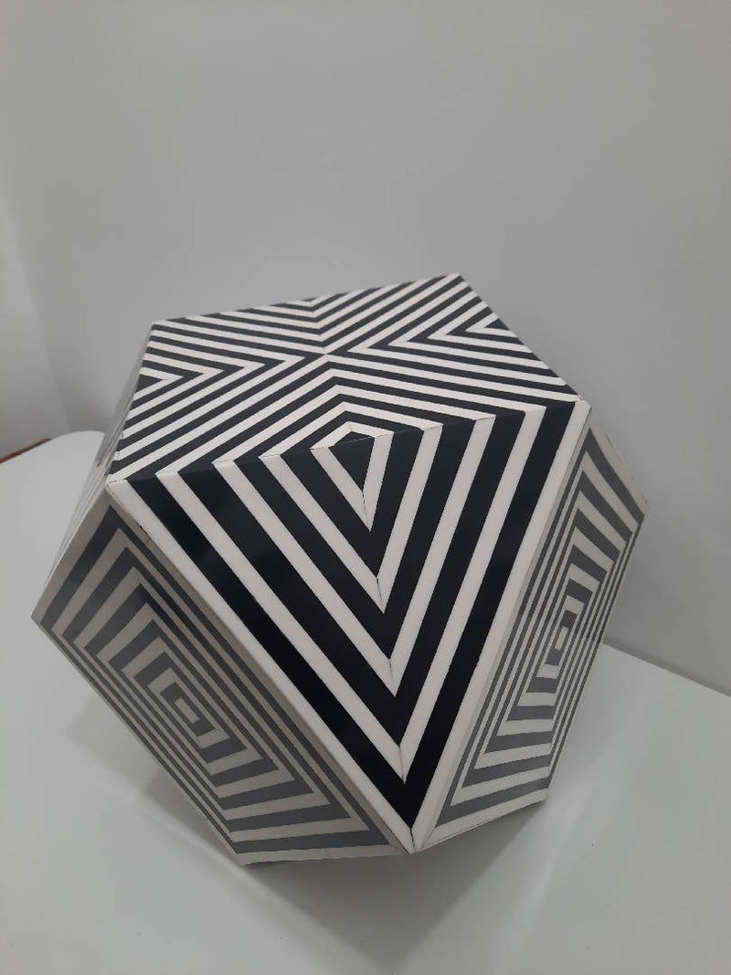 Geometric Bone Inlay Side Table