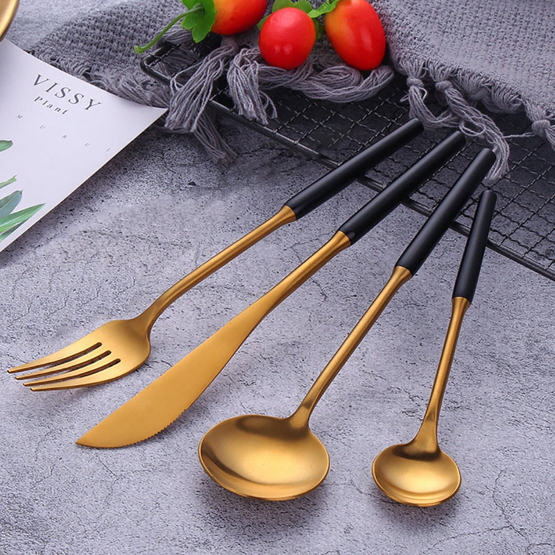 Vennet Black Gold Cutlery Set