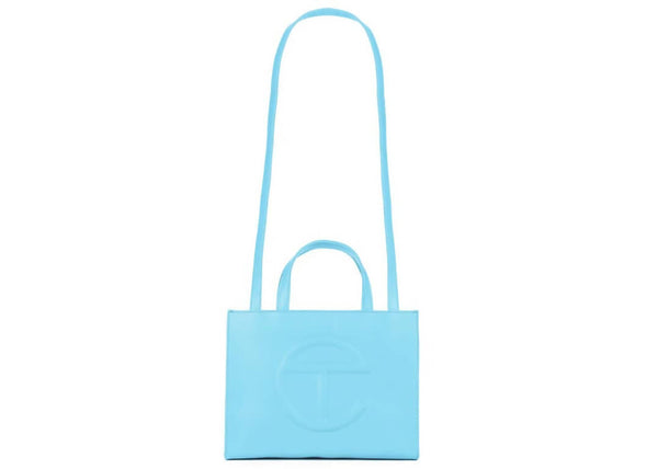 Telfar Shopping Bag Medium Pool Blue in Vegan Leather with Silver-tone