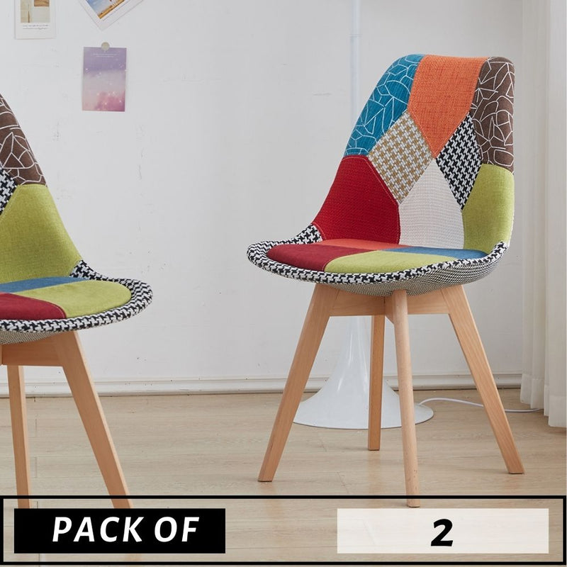 PACK OF 2 CUSHION PATCHWORK CHAIRS