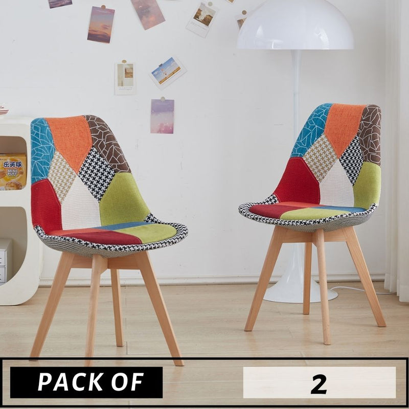 PACK OF 2 CUSHION PATCHWORK CHAIRS