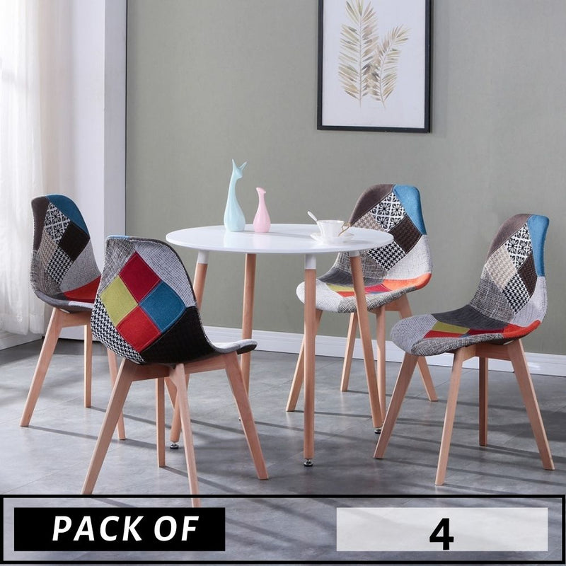 PACK OF 4 NORDIC PATCHWORK CHAIRS