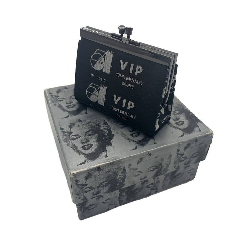 Unused Philip Treacy x Andy Warhol Limited Edition VIP Ticket woven graphic funky clutch style bag purse