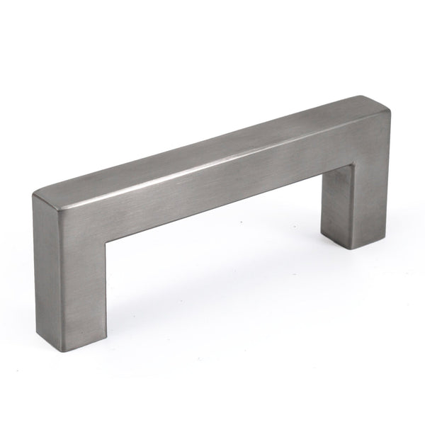 Brushed Nickel Square Bar Pull Cabinet Handle - Sizes 4" to 24" - (5/8" Thickness)