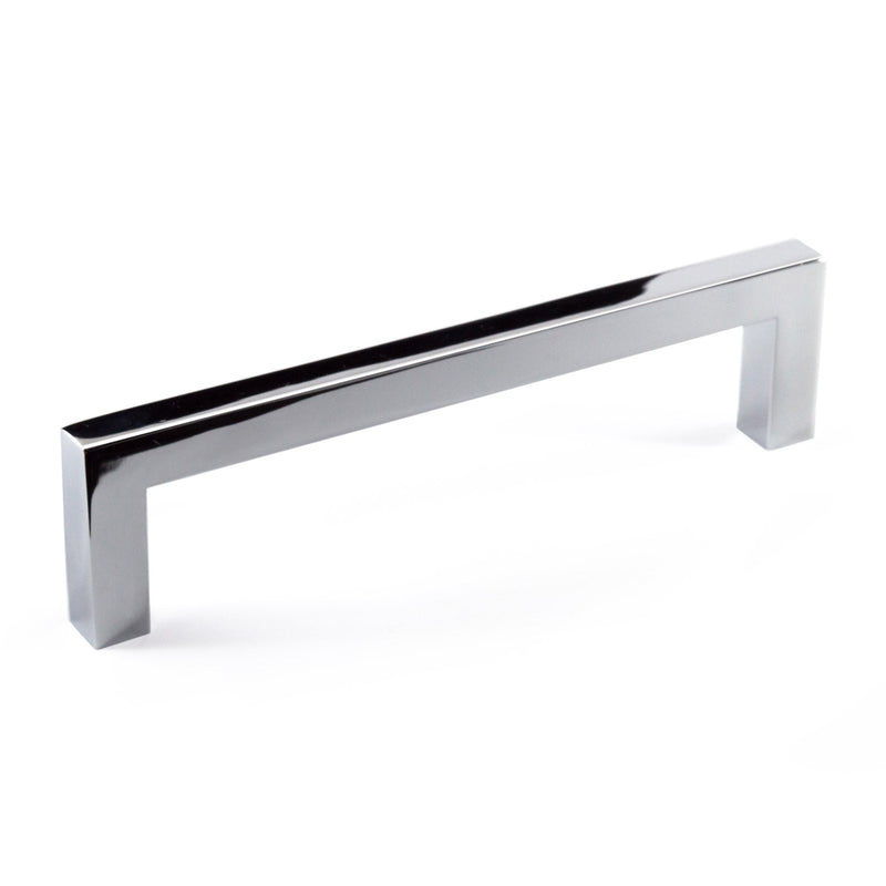 Polished Chrome Zinc Square Bar Pull Cabinet Handle - Sizes 5" to 12.5" - (3/8" Thickness)