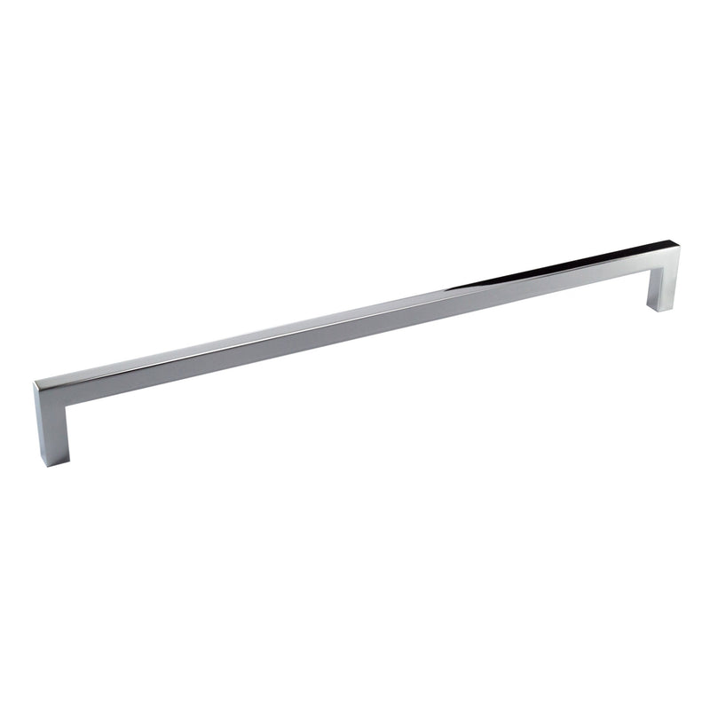 Polished Chrome Zinc Square Bar Pull Cabinet Handle - Sizes 5" to 12.5" - (3/8" Thickness)