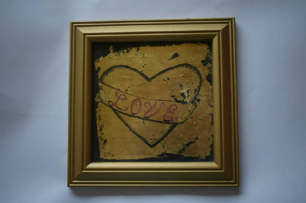 'Love' picture in Vere Eglomise ( gilding on glass)