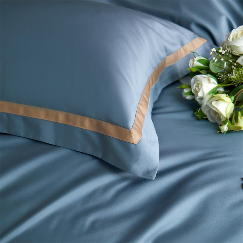 Wollon Blue Duvet Cover Set (Egyptian Cotton) - 4 Piece Set