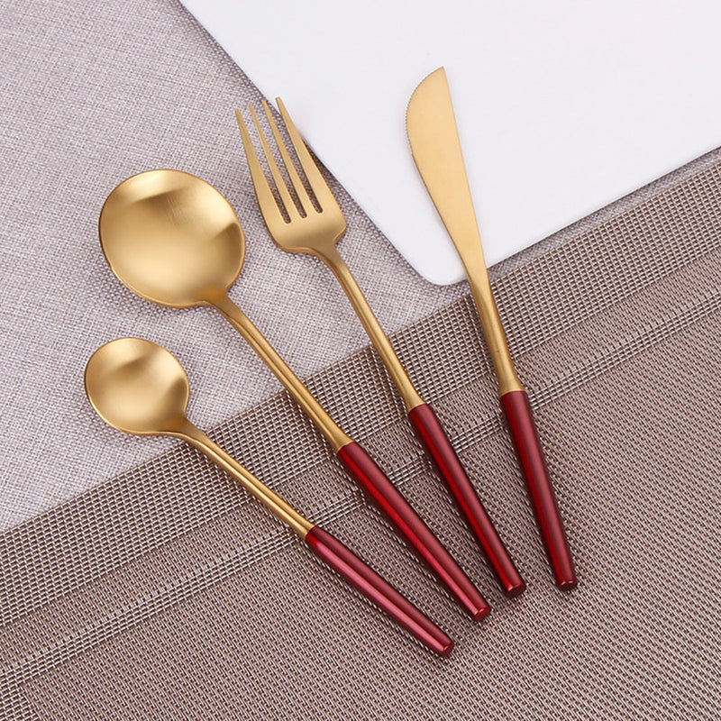 Vennet Red Gold Cutlery Set