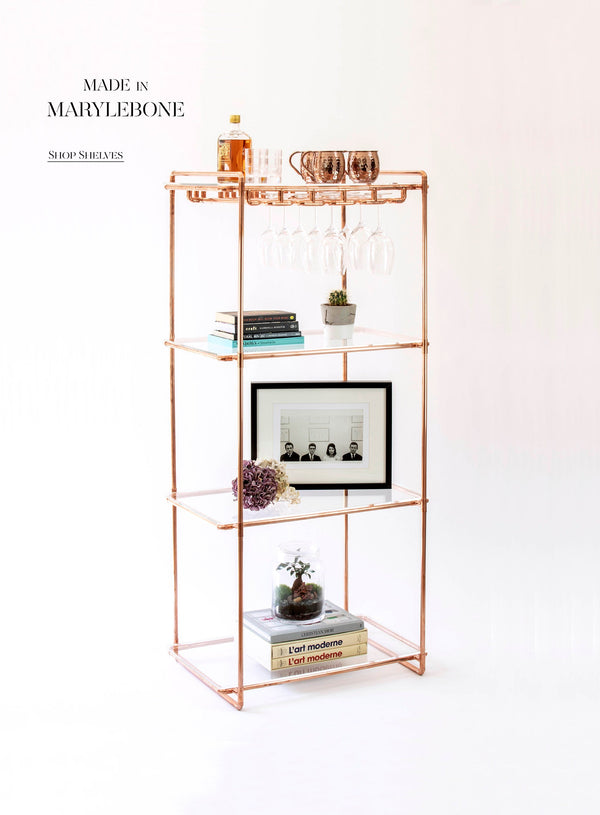 Hayden: Handmade Shelving Unit With Glass Rack Display