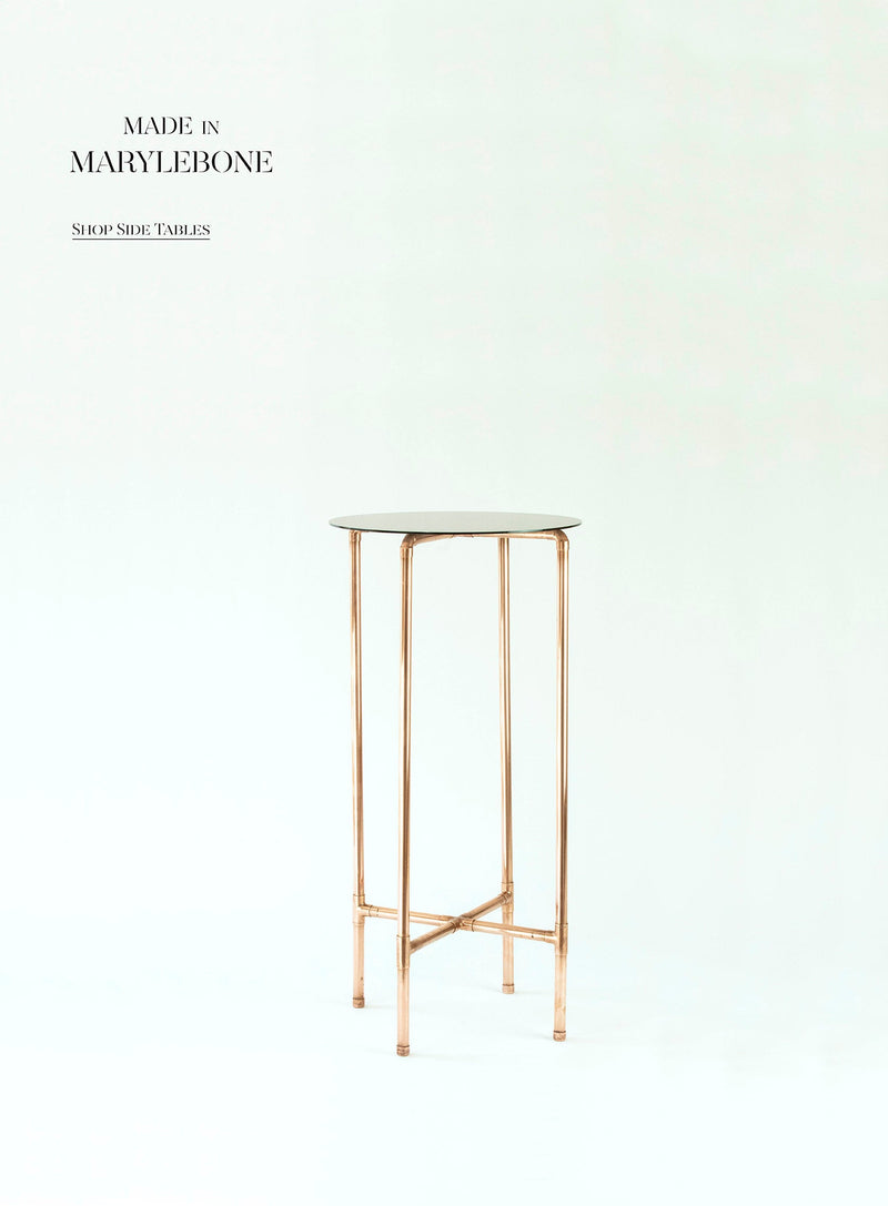Lilly: Handmade Side Table In Copper With Clear or Bronze Mirror Acrylic Top