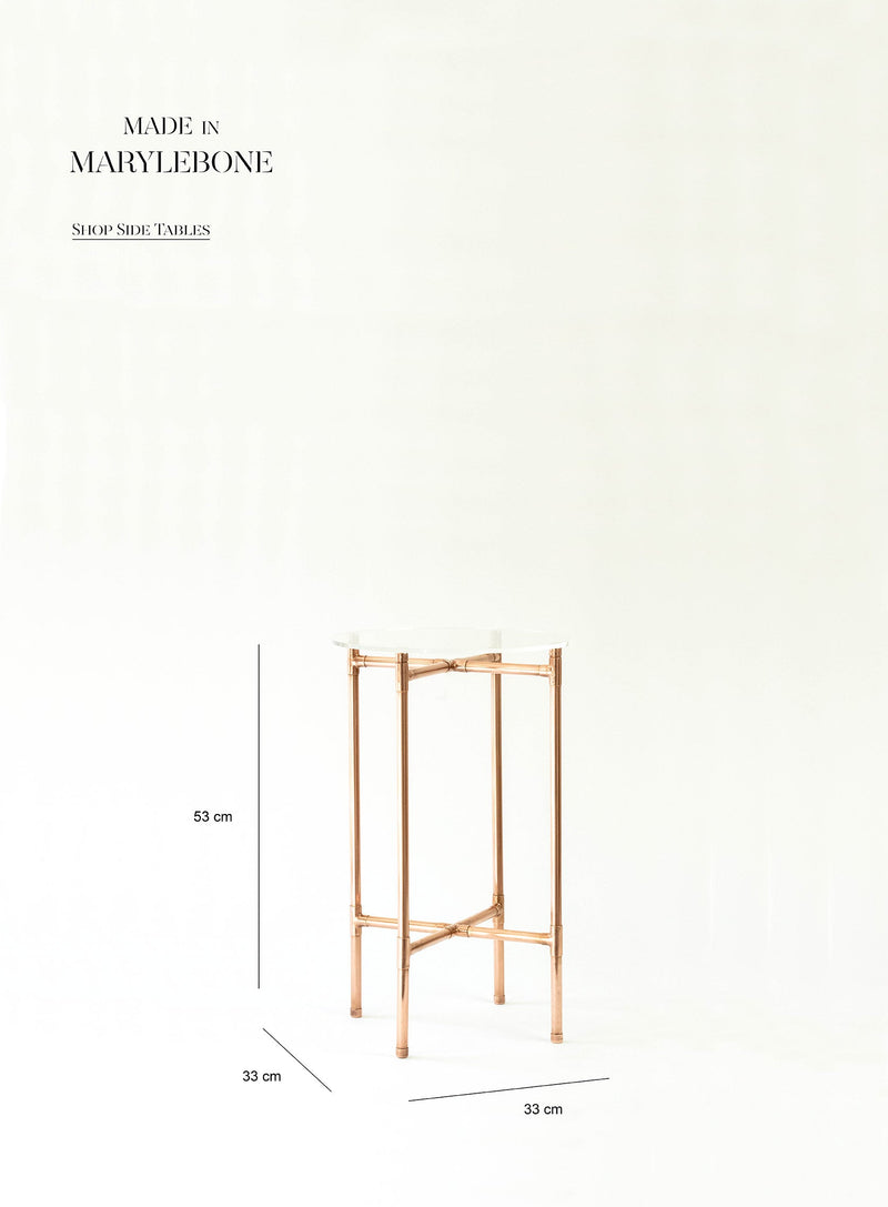 Emma: Handmade Side Table In Copper With Clear or Bronze Mirror Acrylic Top