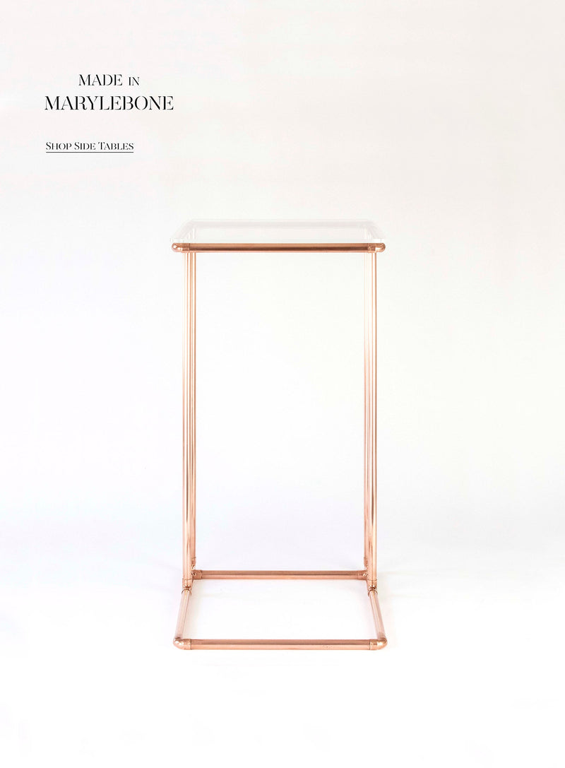Emily: Handmade Side Table In Copper With Acrylic Top