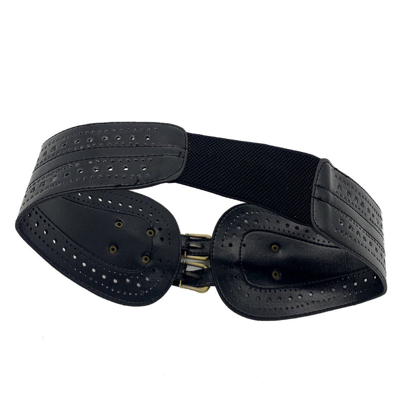 vintage black laser cut decorative corset wide statement belt