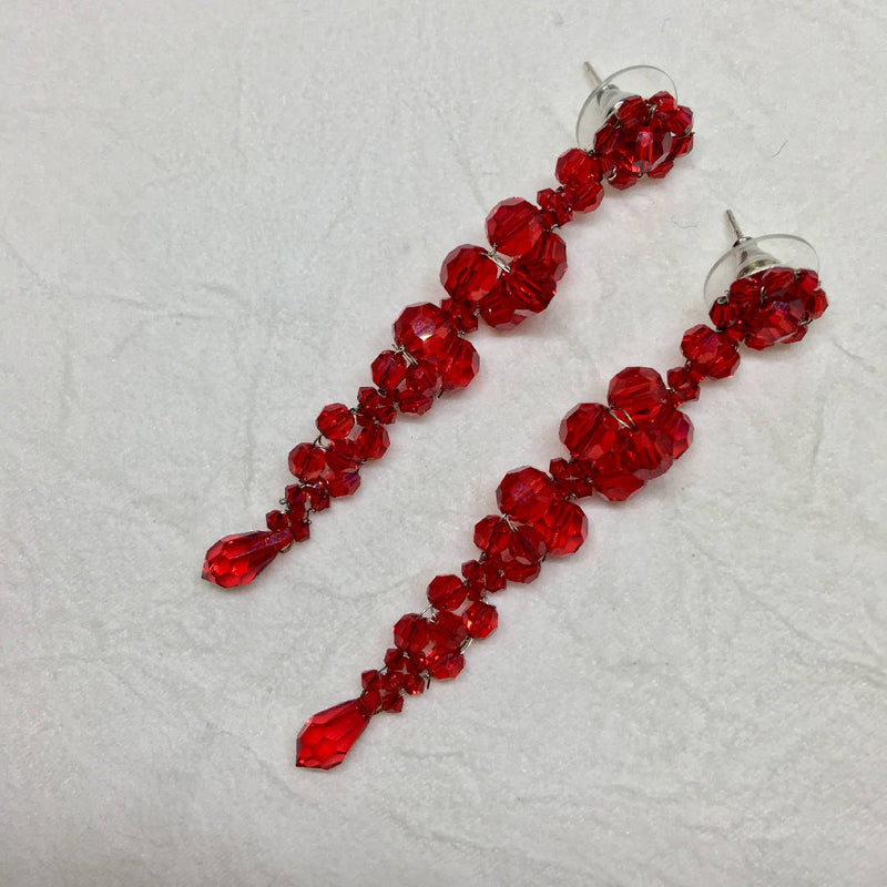 Handcrafted Swarovski crystal red earrings