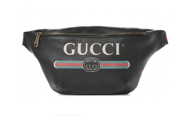 Gucci Print Belt Bag Vintage Logo Medium (37 - 47 in.) Black in Calfskin with Gold-tone