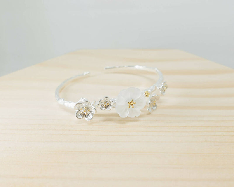 Crystal Floral Open Bangle