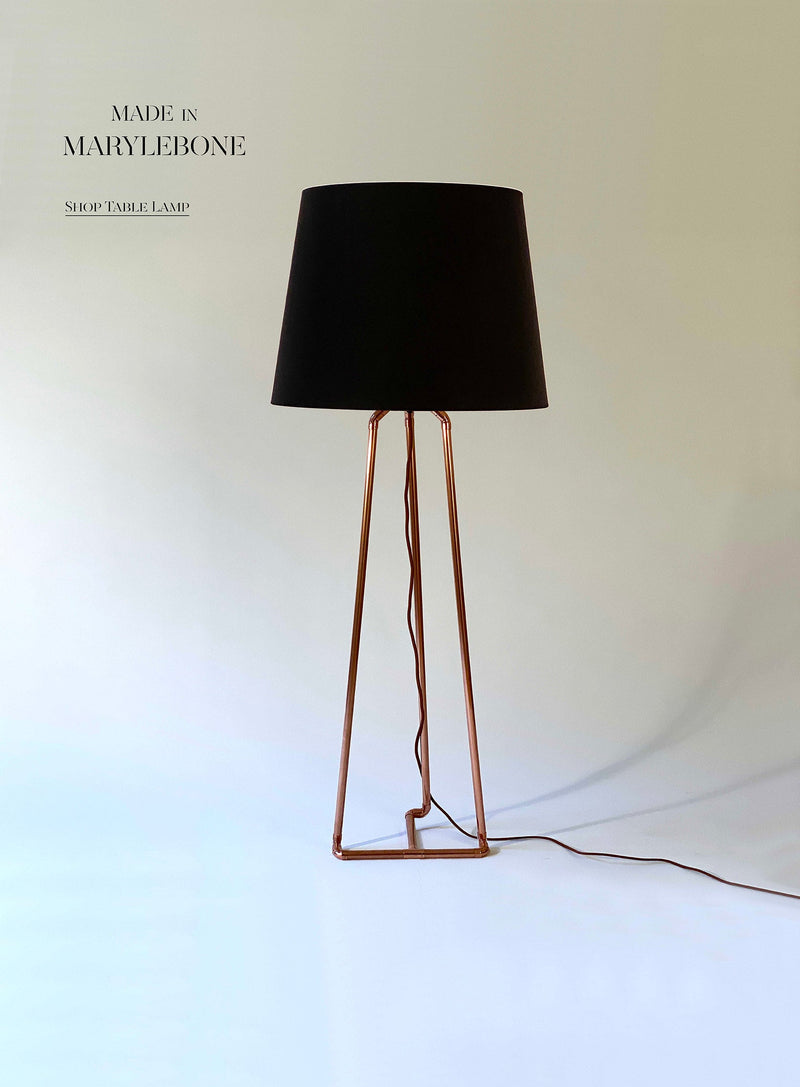 Rose: Handmade Tripod Table Lamp In Copper